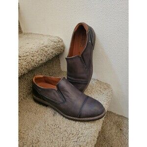 Pikolinos Men's Perforated Grey Brown Leather Slip-On Loafers Shoes Size 41 EU 8